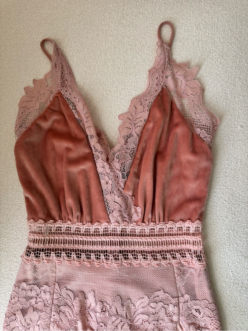PatBO Blush Rose Velvet Lace Maxi Dress - Picture 2 of 5